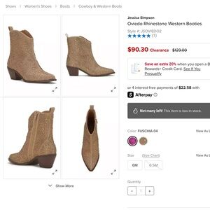 Jessica Simpson Oviedo Rhinestone Western Booties Sz 8.5